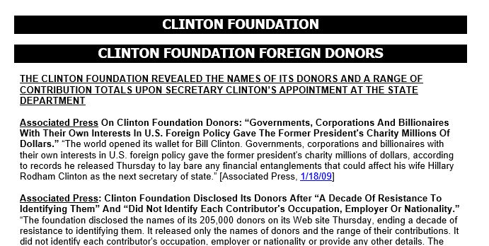 Clinton Foundation foreign donors
