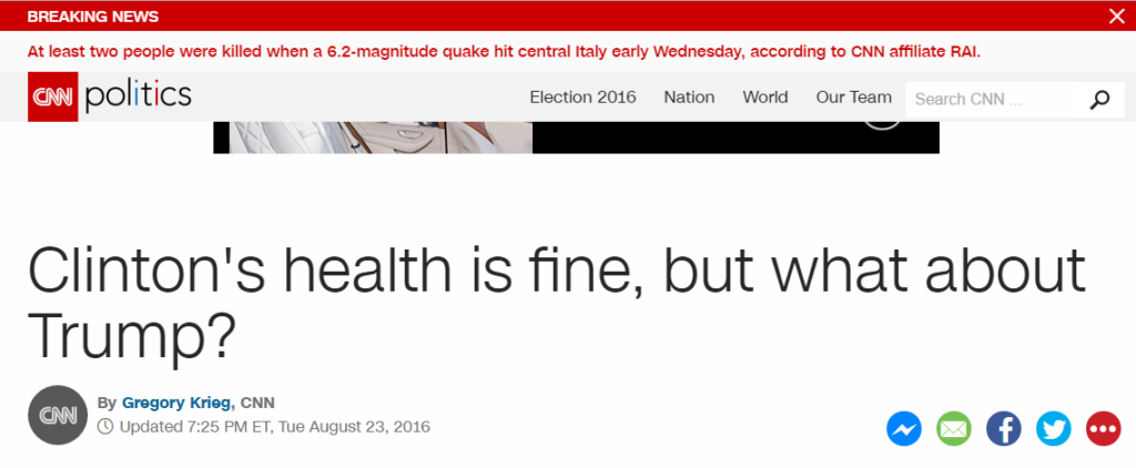 CNN clinton headline