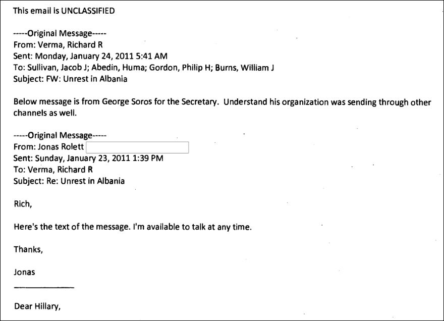 Hillary Clinton George Soros email