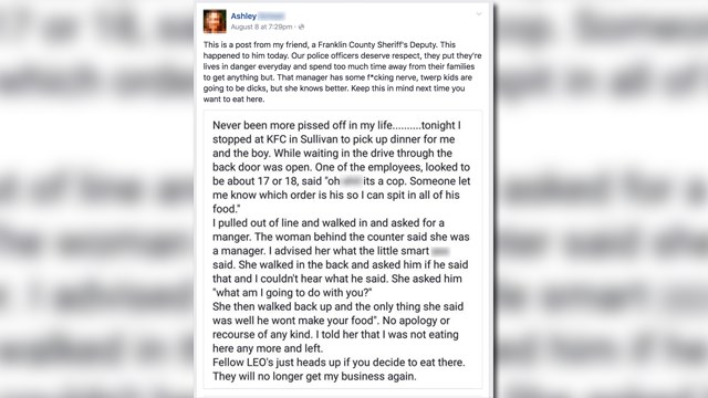KFC spit food Facebook post