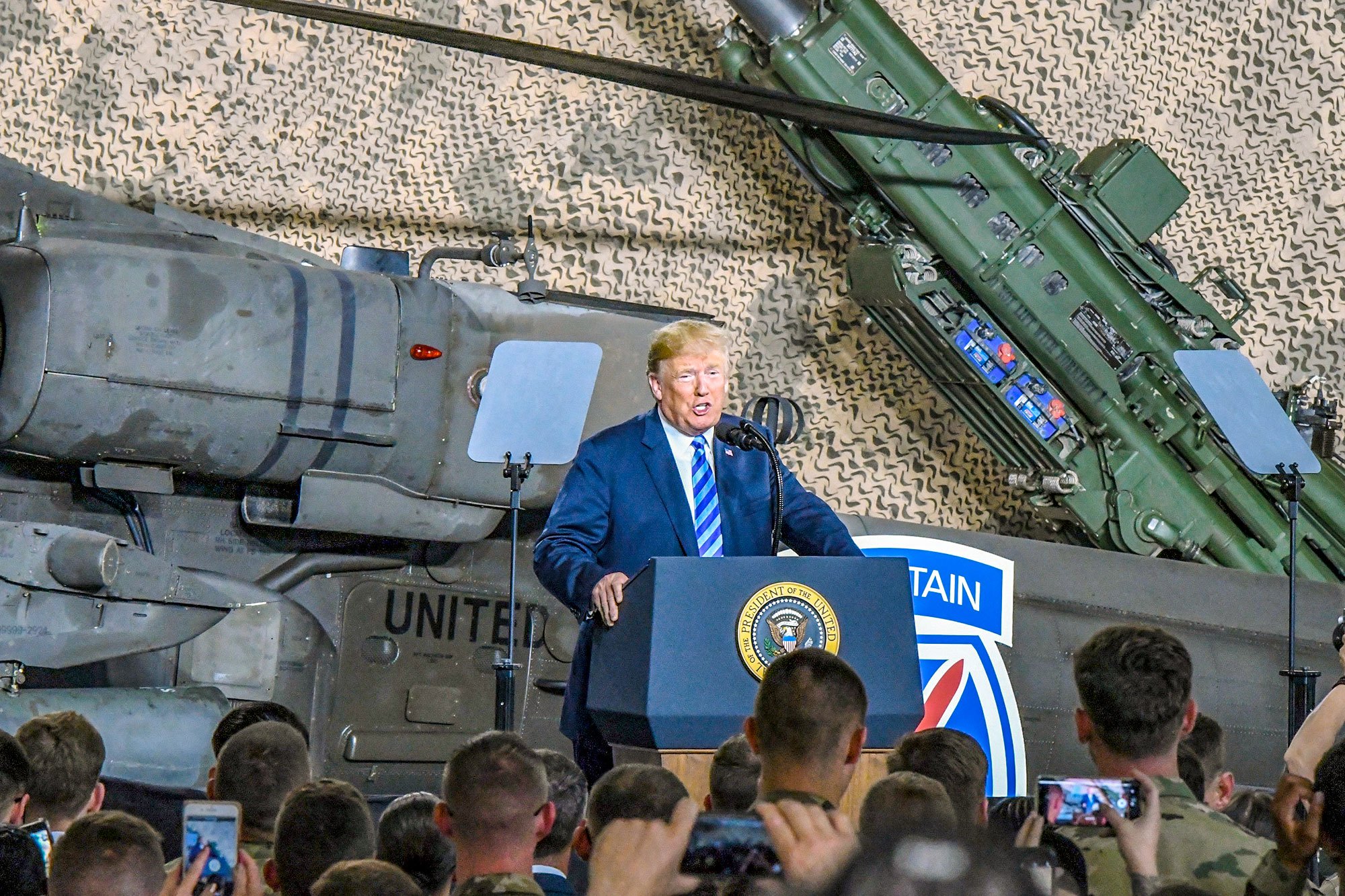 President Donald J. Trump speaks to service members at Fort Drum, N.Y., Aug. 13, 2018. DoD photo by Michael Strasser